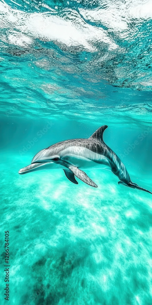 Obraz premium Dolphin swimming gracefully in clear tropical waters