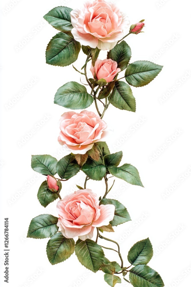 A cluster of fresh pink roses surrounded by lush green leaves A cluster of fresh pink roses surrounded by lush green leaves