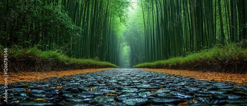 Serene Bamboo Forest Path: A Tranquil Journey Through Lush Greenery