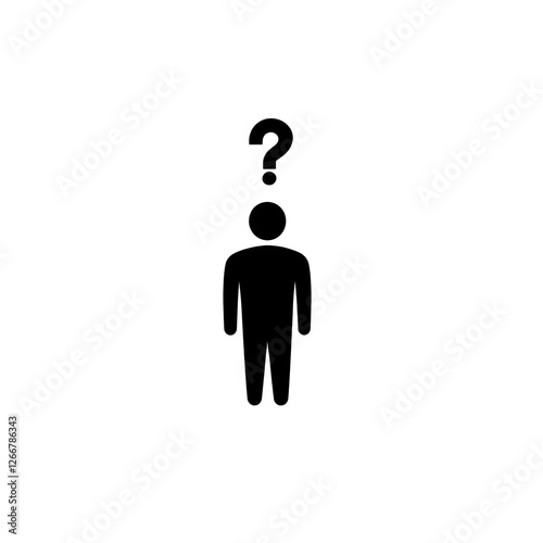 Isolated Silhouette of Person with Question Mark Overhead