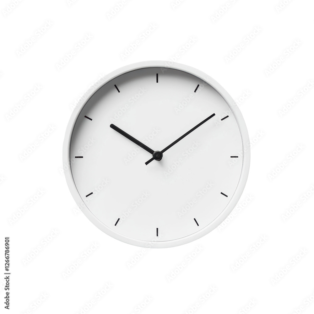 Isolated White Wall Clock with Black Markings Isolated White Wall Clock with Black Markings