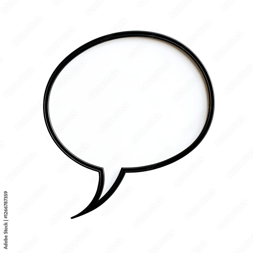 Isolated Classic Black and White Speech Bubble with a Thin Outline Isolated Classic Black and White Speech Bubble with a Thin Outline