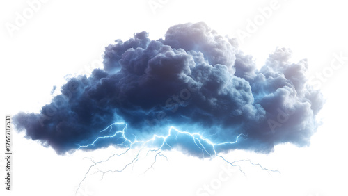 A dense, dark storm cloud floating in the sky Isolated on white background