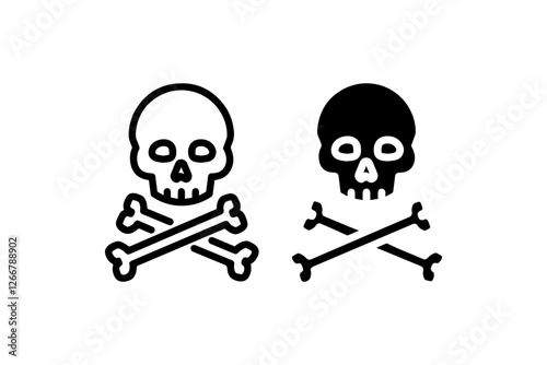 Skull and Crossbones Icon in Two Styles Vector