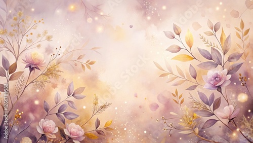 Enchanted Botanical Garden  A Dreamy Pastel Floral Tapestry of Delicate Blooms and Golden Accents
