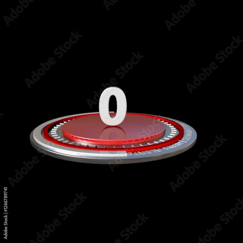 3d countdown red and white glossy animation 