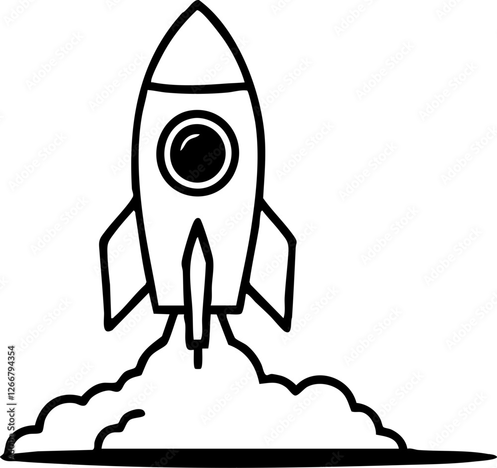 Rocket and Astronaut Outline Icon Rocket and Astronaut Outline Icon
