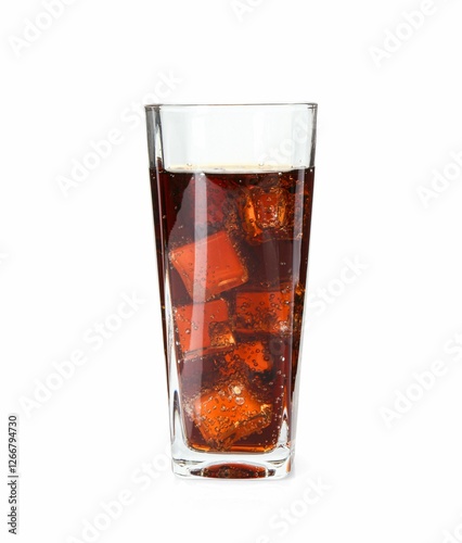 Wallpaper Mural Refreshing cola with ice cubes in glass isolated on white Torontodigital.ca