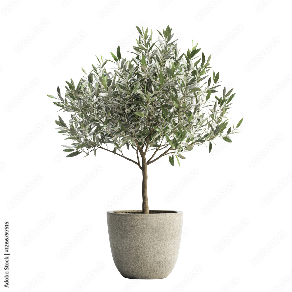 Isolated Elegant Olive Tree in Rustic Pot Isolated Elegant Olive Tree in Rustic Pot