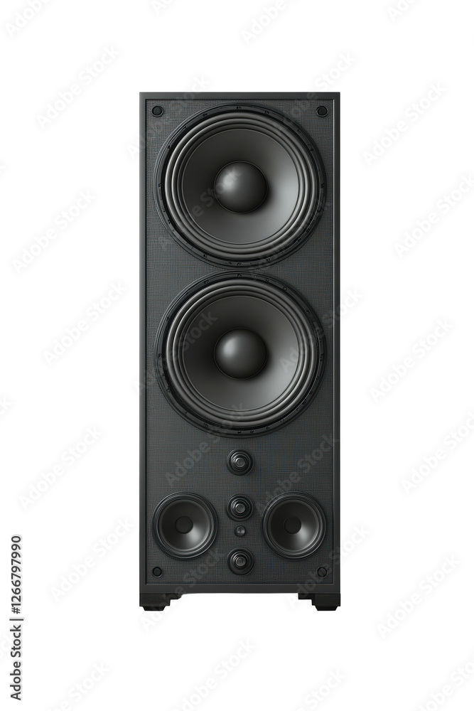 Isolated Tall Black Speaker with Multiple Drivers and Detailed Texture Isolated Tall Black Speaker with Multiple Drivers and Detailed Texture
