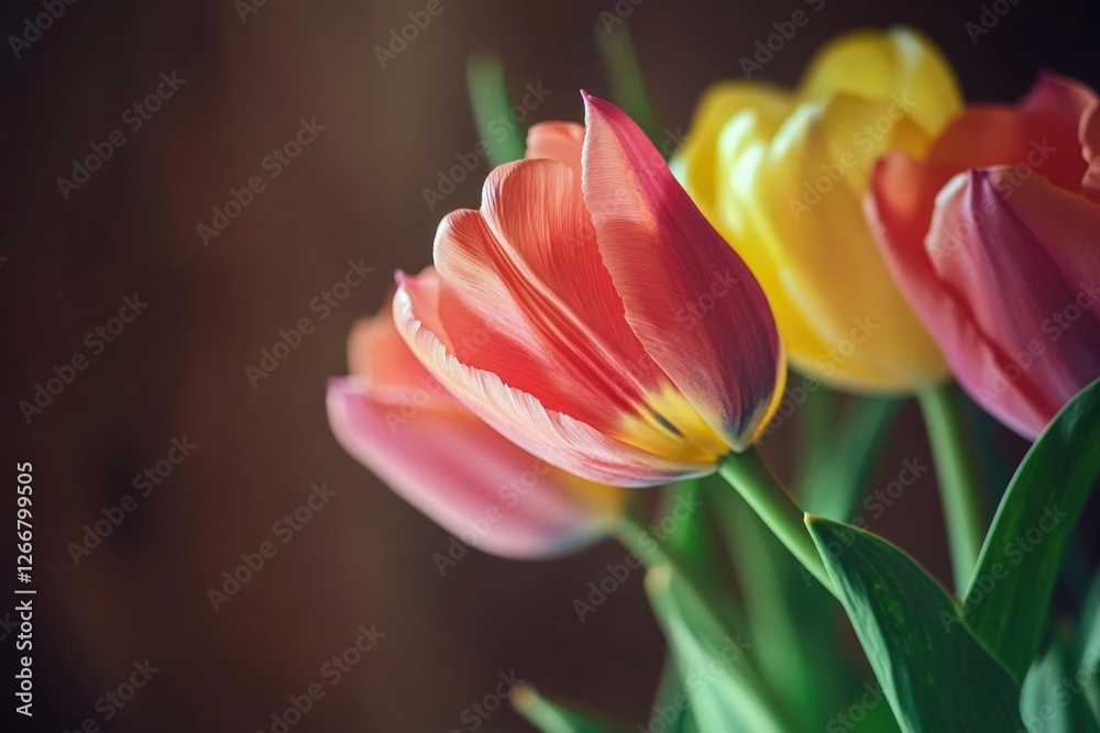 Fototapeta premium A detailed view of fresh flowers arranged in a decorative container, suitable for use in lifestyle or still life photography