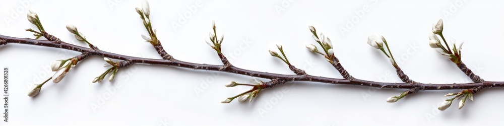 A close-up shot of a tree branch with budding flowers