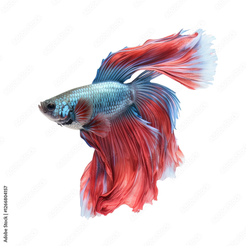 Fototapeta premium The Siamese fighting fish a moving moment beautiful in thailand on isolated transparent background.