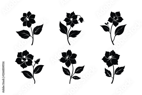 Hellebore (Helleborus spp.) ‍silhouette vector illustration