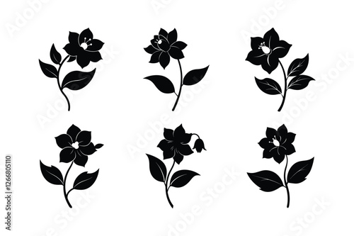 Hellebore (Helleborus spp.) ‍silhouette vector illustration