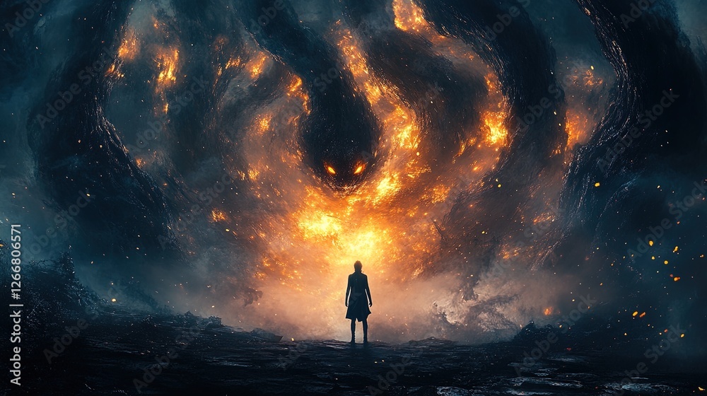 A terrified person standing at the edge of a glowing abyss, with shadowy tentacles reaching out, surreal and intense A terrified person standing at the edge of a glowing abyss, with shadowy tentacles reaching out, surreal and intense