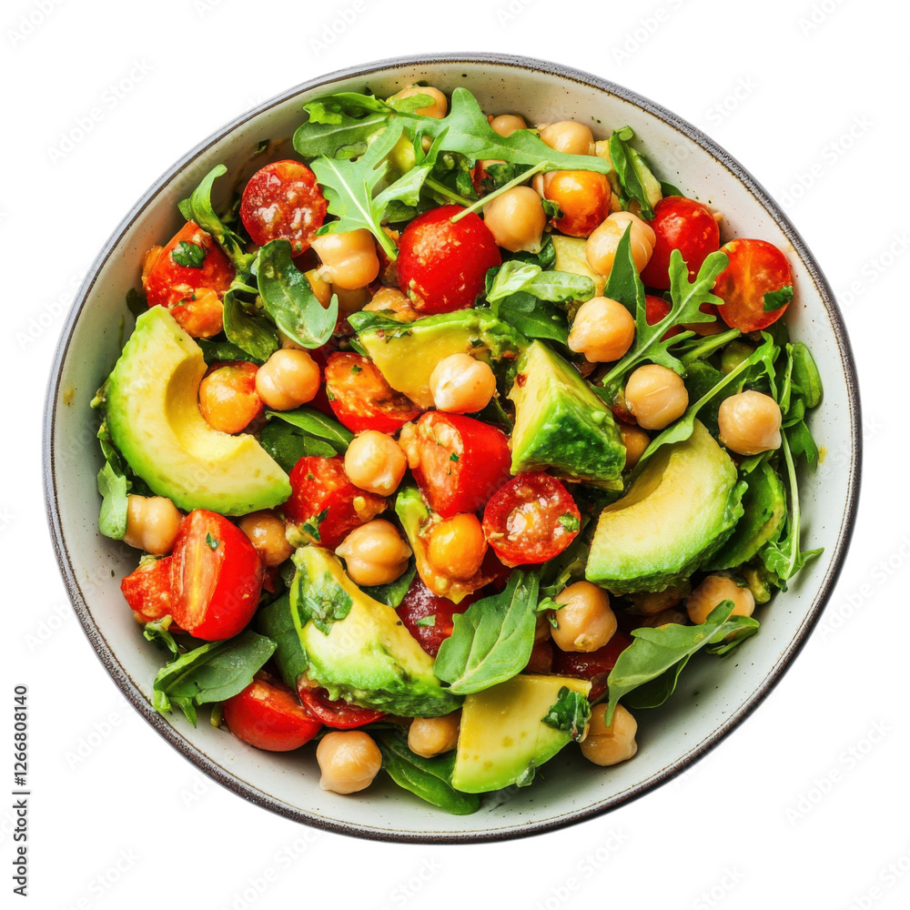 Chickpea and avocado salad isolated on transparent background Chickpea and avocado salad isolated on transparent background