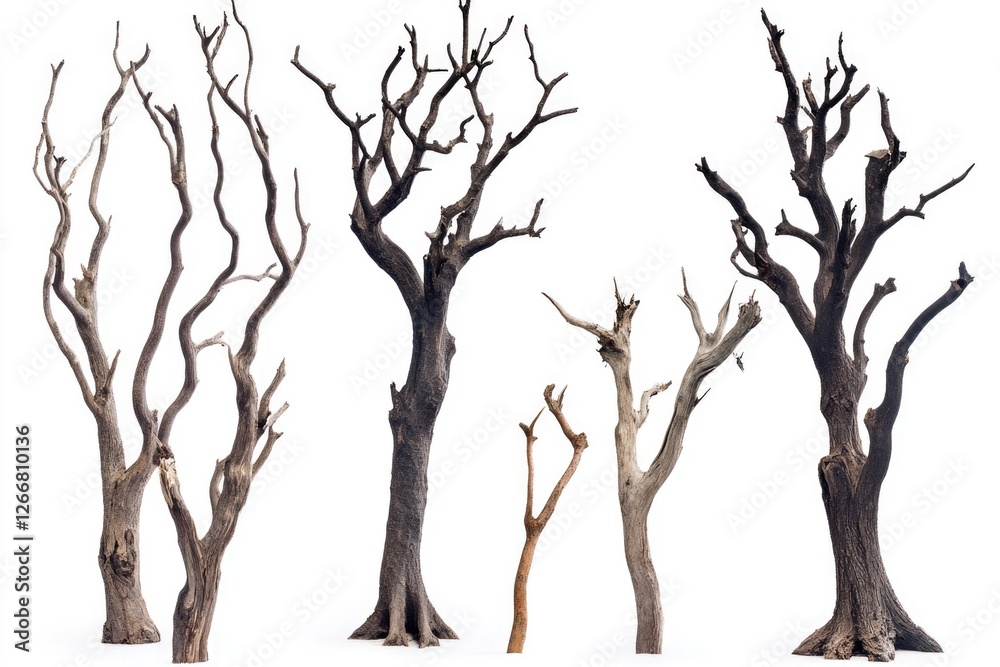 Snowy trees stand tall in a winter forest, perfect for cold weather or winter themed designs Snowy trees stand tall in a winter forest, perfect for cold weather or winter themed designs