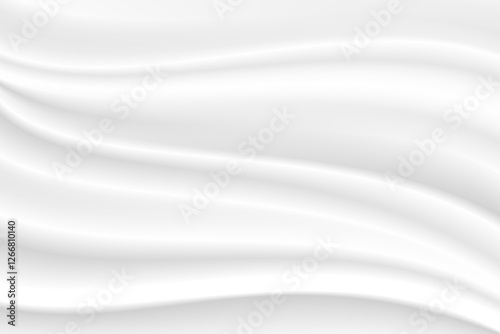 Abstract wrinkles white silk cloth fabric wave overlapping with light and shadow. white and gray texture background. copy space for web design. vector illustration	