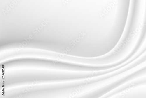 Abstract wrinkles white silk cloth fabric wave overlapping with light and shadow. white and gray texture background. copy space for web design. vector illustration	