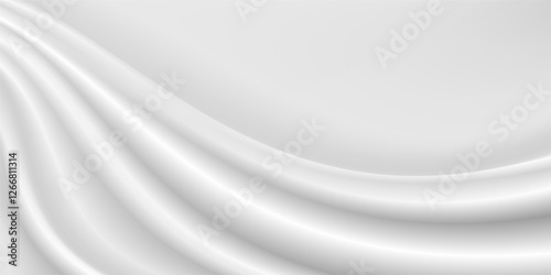 Abstract wrinkles white silk cloth fabric wave overlapping with light and shadow. white and gray texture background. copy space for web design. vector illustration	