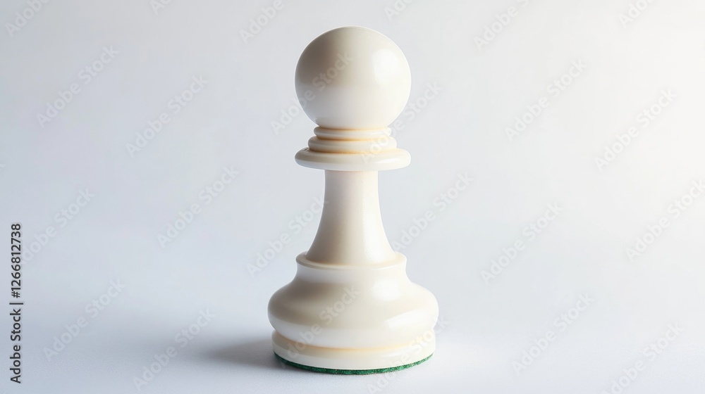 A single white chess piece sits atop a wooden table, ready for play A single white chess piece sits atop a wooden table, ready for play