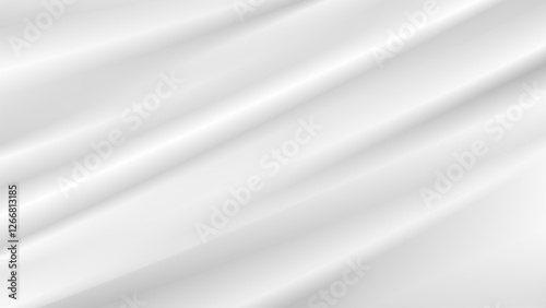 Abstract wrinkles white silk cloth fabric wave overlapping with light and shadow. white and gray texture background. copy space for web design. vector illustration	