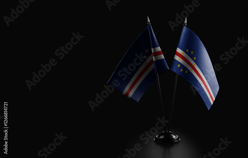 Small national flag of the Cape Verde on a black background photo