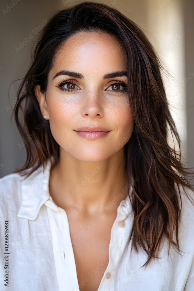 Natural Portrait of a Woman with Smooth Skin and Warm Expression Natural Portrait of a Woman with Smooth Skin and Warm Expression