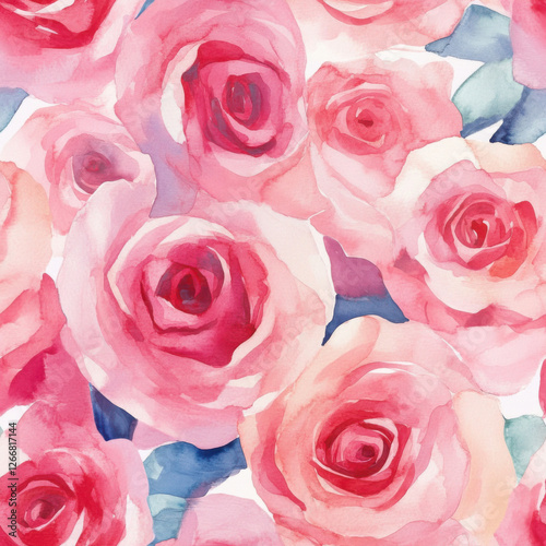 Rose Wonderland seamless watercolour