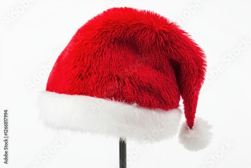 A festive Santa hat on a pole, perfect for holiday decorations photo