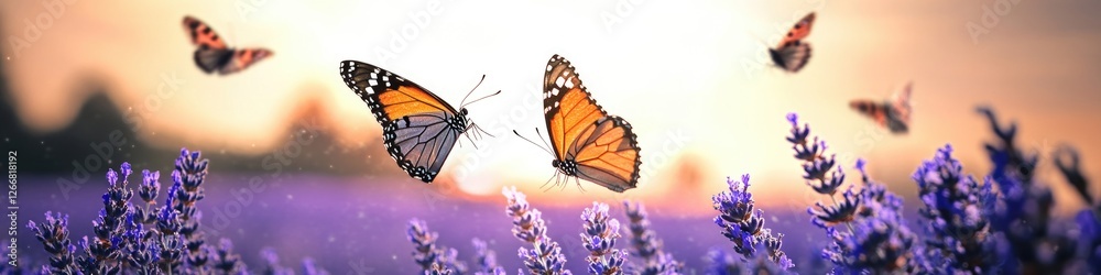 Fototapeta premium A group of colorful butterflies fluttering in mid-air