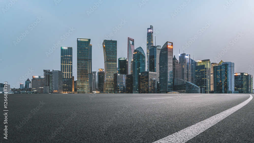 Majestic Urban Skyline at Dusk with Modern Architecture Majestic Urban Skyline at Dusk with Modern Architecture