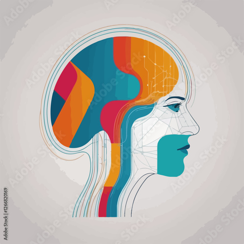 Futuristic Human Profile with AI Brain Data Flow
