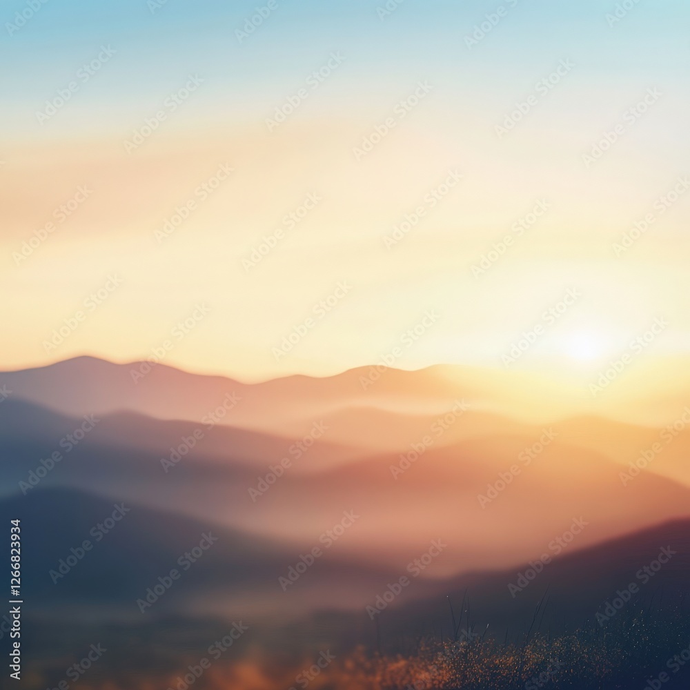 Fototapeta premium Misty Sunrise Over a Mountain Range