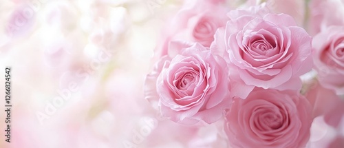 Delicate Bouquet of Soft Pink Roses in a Ethereal Floral Background Celebrating Nature's Beauty