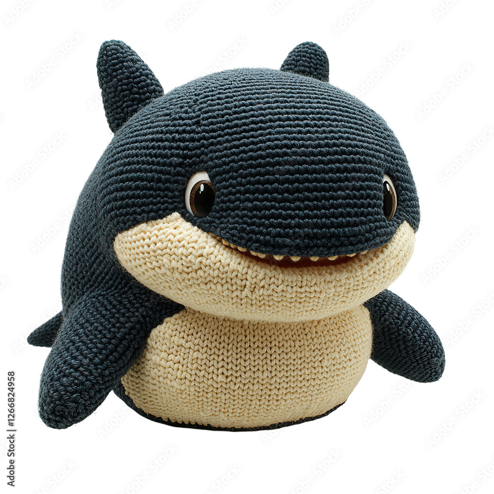 Adorable Knitted Killer Whale Toy with Soft Texture and Eye-Catching Details on Transparent background Adorable Knitted Killer Whale Toy with Soft Texture and Eye-Catching Details on Transparent background