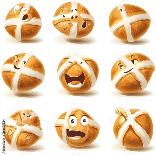 Nine Sweet Buns with Funny Faces A Delightful Collection