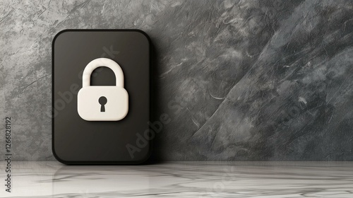Secure padlock on a textured gray background.