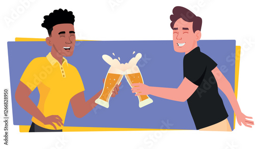 Two people clink glasses of beer. Party. Beer festival