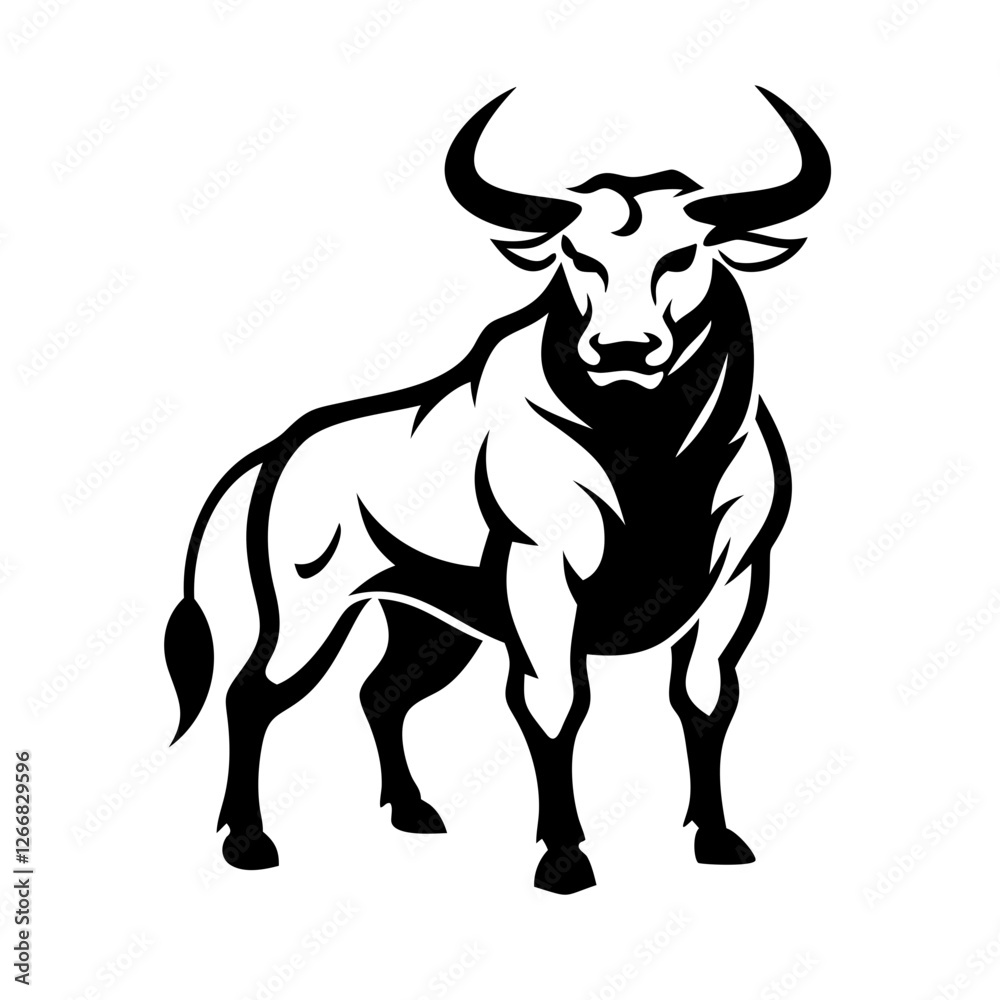 A sturdy bull icon reflecting farming, livestock, and traditional rural strength. A sturdy bull icon reflecting farming, livestock, and traditional rural strength.