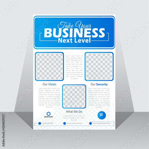 Corporate business flyer template design with blue color. marketing, business proposal, promotion, advertise, publication, cover page. new digital marketing flyer.