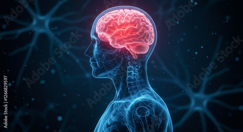 Exploring Neural Dynamics in the Human Brain Scientific Research Digital Art Futuristic Environment Side View Cognitive Function and Health