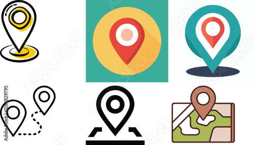 Map Pin Icons for Navigation and Location