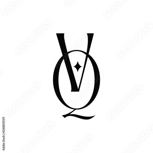Schilderij op canvas VQ monogram logo design letter text name symbol monochrome logotype alphabet cha