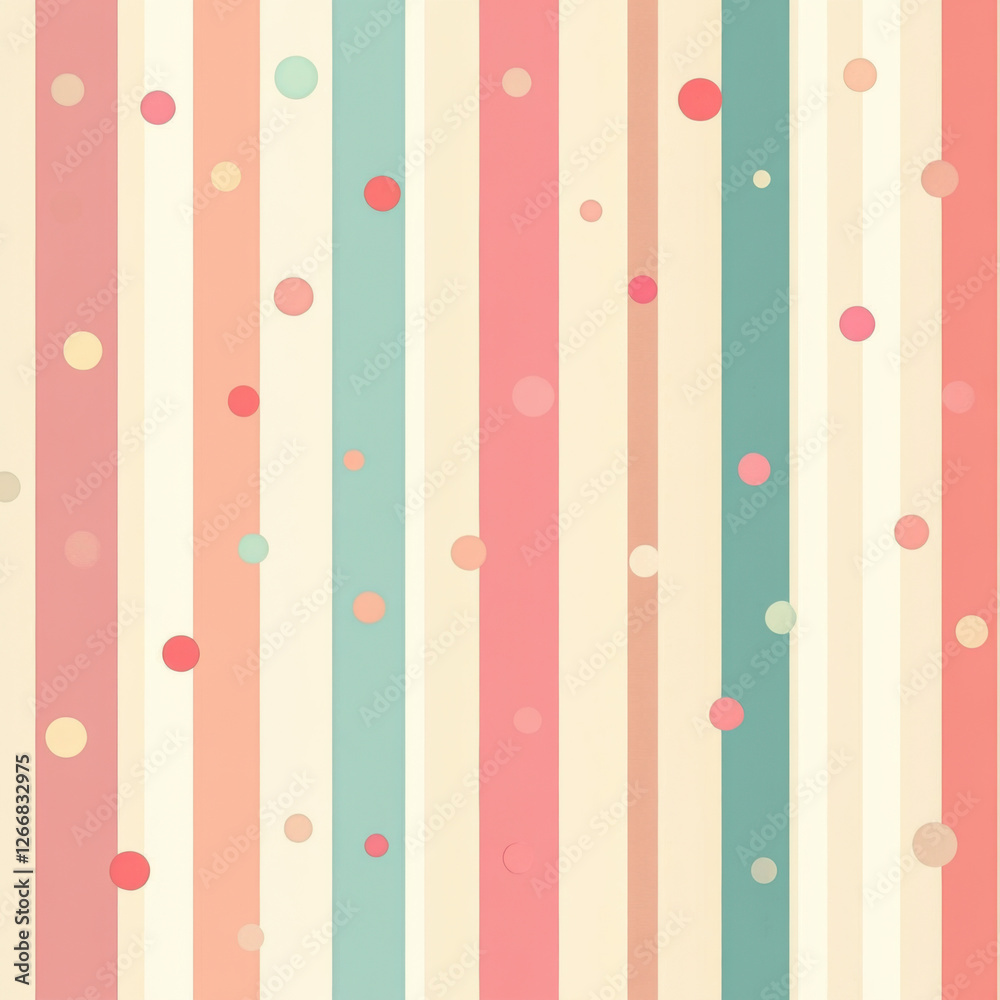 The background is a soft striped pattern with delicate polka dots The background is a soft striped pattern with delicate polka dots