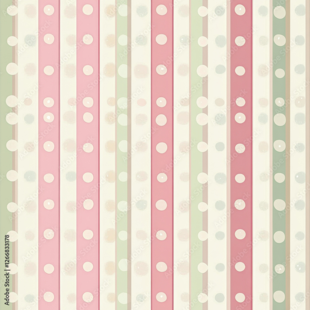 The background is a soft striped pattern with delicate polka dots The background is a soft striped pattern with delicate polka dots