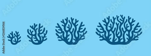 Crop stages of coral. Isolated coral on white background