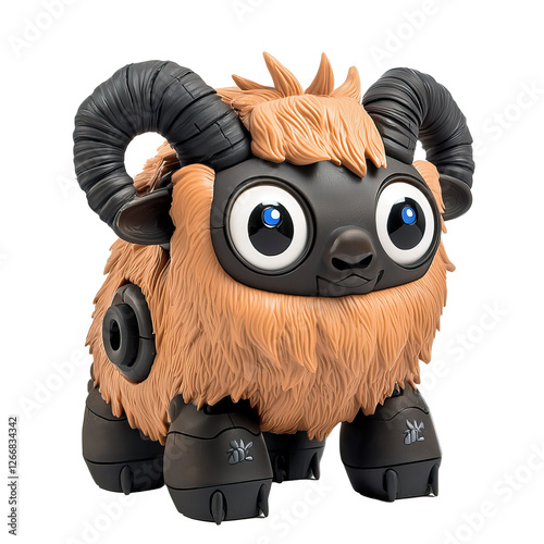 Friendly Cartoon Robotic Toy Himalayan Tahr Character with Cute Features and Playful Design Ideal for Children photo