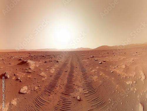 Realistic Mars Rover Landscape Photography photo